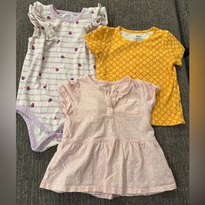 Cat & Jack, Carters Pink, Lavender & Yellow 3-Piece Girls Short Sleeve Top Set